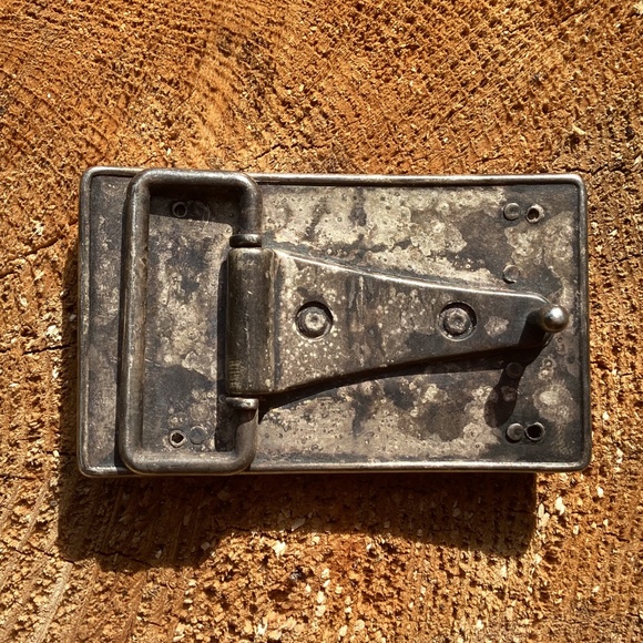 Artisan Made African Turquoise Jasper Inlay Metal Belt Buckle - Picture 3 of 7